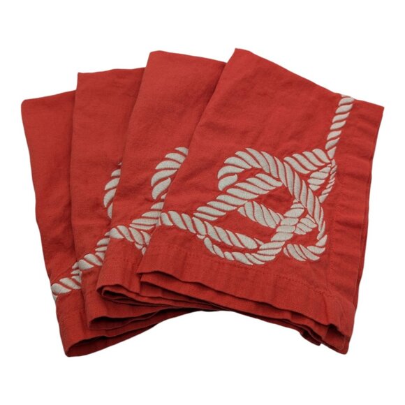 Set Of 4 Williams-Sonoma Nautical Rope Design Napkins Placemats 20x14 Inches - Picture 1 of 10